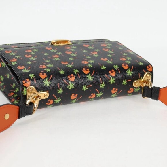 PRADA Shoulder Bag Leather Black Gold Auth - Picture 7 of 16